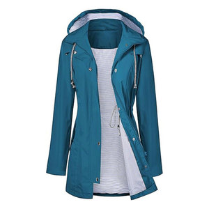 Veste imperméable à capuche zippée pour femme, manches longues, coupe-vent, manteau d'automne avec doublure rayée, vêtements d'extérieur, fabricant Pakistan - Product Image 4