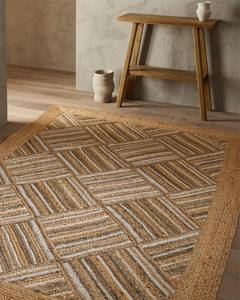 Braided Jute Rug Natural Fiber <b>Machine</b> Made Eco Friendly PET Friendly Stain Resistant Floral Pattern Large Living Room Area Rug - Product Image 1