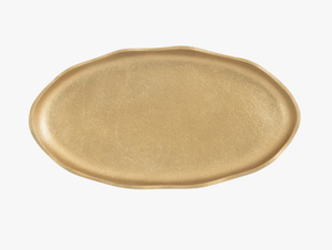 Plateau de service ovale de luxe en métal doré avec pieds, plat décoratif moderne pour la décoration de la maison, hôtel, restaurant, ou comme cadeau. - Product Image 1