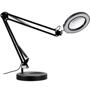 Loupe grossissante 5X avec support lumineux, lentille en verre de 4,3 pouces, loupe de bureau réglable de 64 pouces avec lumière, base à pince 2-en-1, grossissement 3x - Product Image 1