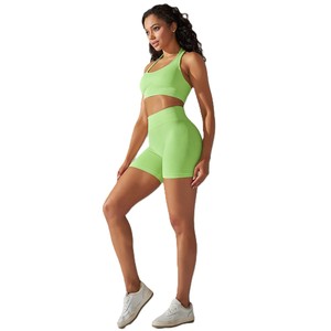 Conjunto Deportivo de Yoga sin Costuras con Logotipo Personalizado al por Mayor, Conjunto de Gimnasio para Mujer, Pantalones Cortos de Cintura Alta, Sujetador Deportivo, Ropa de Entrenamiento, Trajes Deportivos - Product Image 6