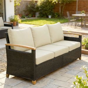 Canapé de jardin extérieur double beige confortable et élégant - Product Image 4
