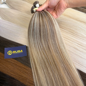 Extensions de cheveux humains vierges vietnamiens à pointe plate, cheveux raides, super double drawn, double trame, couleur piano décolorée, mini - Product Image 4