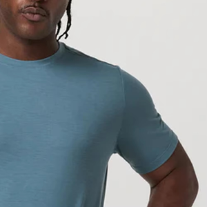 <b>Mens</b> Sky Blue Performance T Shirt For <b>Men</b> With Custom Logo Smooth <b>Stretch</b> Fabric Athletic Casual Lifestyle Crew Neck Tee - Product Image 5