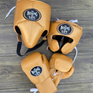 ชุดฝึกซ้อมมวยขายส่ง No Boxing No Life หนังวัวแท้ สายรัดข้อมือปรับได้ ปลอกมือแบบเต็มนิ้ว ชุดมวยแบบกำหนดเองได้ - Product Image 1