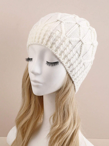 Unisex Black Geometric Knitted Beanie <b>Hat</b> 100% Acrylic Handmade <b>Warm</b> Winter Casual Adult 56-58CM 2026 Latest Design - Product Image 2