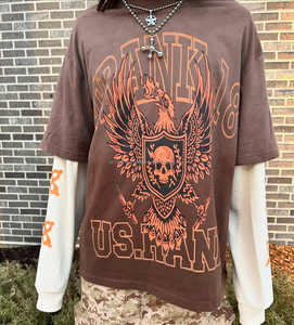 Vintage Acid Wash 100% Camiseta de algodón de gran tamaño de doble capa de manga larga con estampado DTG Camiseta de gran tamaño para hombre - Product Image 2