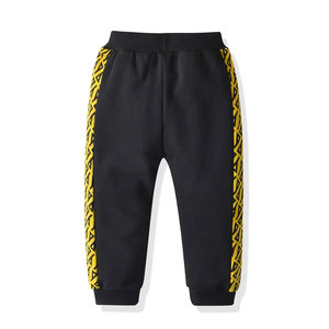 Ensemble de survêtement pour garçons, imprimé géométrique noir, manches longues, fermeture éclair, style sportif, vêtements d'automne, coupe régulière avec poches latérales - Product Image 3