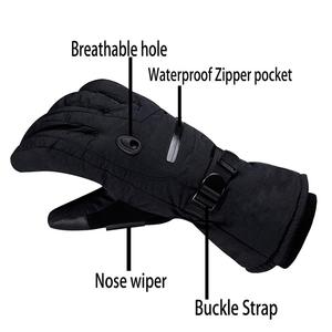 Gants de ski et de snowboard pour hommes en cuir, imperméables, coupe-vent, à doigts entiers, compatibles avec les écrans tactiles, isolés, avec sangles de poignet réglables - Product Image 3
