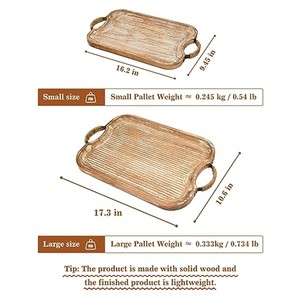 ถาดเสิร์ฟไม้วอลนัทลายไม้เก่าพร้อมหูจับเชือก |   งานฝีมือขายส่ง - Product Image 3