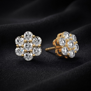 Pendientes de Plata de Ley 925 con Moissanita en Forma de Flor, Chapados en Oro, Brillantes, Estilo Vintage, para Compromiso, Aniversario, Boda, Fiesta - Product Image 3