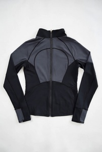 Custom Logo Women's Turtleneck Seamless Spandex/Nylon Skinny Fit Full Sleeve Zip Front <b>Workout</b> <b>Jacket</b> Thumbholes for Yoga Gym - Product Image 1