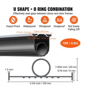 Guarnizione per Porte da Garage a Forma di U con Gomma e O-Ring, Profilo in Alluminio Pre-Forato per Porte da Garage - Product Image 2