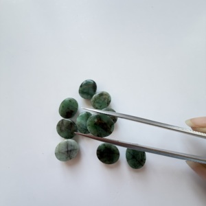 Émeraudes vertes naturelles TFH, pièces sculptées pour la création de bijoux, forme ovale 12x10 MM, possibilité de créer plusieurs tailles - Product Image 3