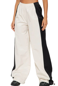 Conjunto Deportivo para Mujer, Tallas Grandes, Blanco y Negro con Bloques de Color, Manga Larga, Cuello Camisero, Cierre con Cordón, Corte Holgado, Ropa Casual - Product Image 6