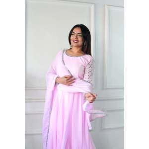 Designer Beautiful Evening <b>Gown</b> with Embroidery Work Includes Pent and Dupatta - Product Image 3