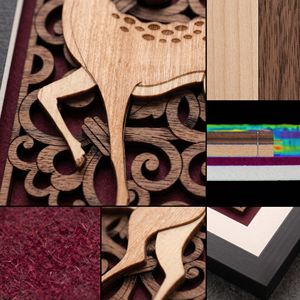 Décoration murale vintage en bois plaqué 3D motif cerf, œuvre d'art encadrée artisanale multicouche représentant une faune sauvage pour la décoration intérieure - Product Image 3