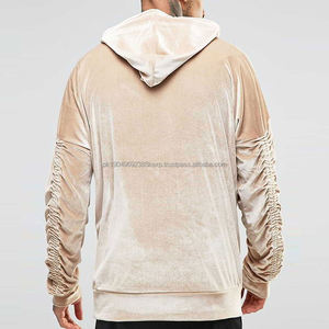 Sweats à capuche manches plissées Nude Plain No String Sweat à capuche velours personnalisé Sweat à capuche personnalisé Baggy luxe automne hiver épais - Product Image 3