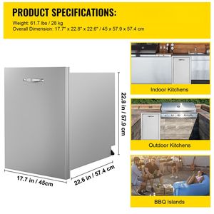 Cestino per Rifiuti Estraibile in Acciaio Inox 17.7x22.8 Pollici, Stile Rialzato, con Maniglia a Cassetto Estraibile - Product Image 5