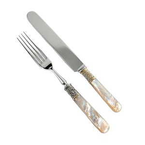 Luxury <b>Victorian</b> Style Mother Of Pearl Handle Stainless Steel Dinner Fork And Knife Set For Wedding Gift Flatware Silverware - Product Image 1