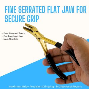 Curved Flat Jaw Hair Extension <b>Bead</b> Compression Plier Fine Serrated Teeth Stainless Steel Rubber Grip Tool for Hair Extension - Product Image 2