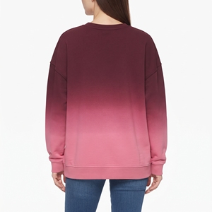 Sweat-shirt dégradé effet teinture pour femme, en molleton de coton brossé, col rond, manches longues, bicolore, décontracté et tendance - Product Image 6