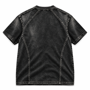 Camiseta Negra Personalizada al por Mayor con Bolsillo y Lavado Ácido, Estilo Vintage Oversize de Algodón, Unisex, Ropa Urbana, Marca Privada - Product Image 2