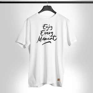 Men's <b>White</b> Short Sleeve <b>T</b>-<b>Shirt</b> O-Neck Regular <b>Fit</b> Cotton Jersey Knit Printed Letter Design Casual Breathable Front Logo - Product Image 1