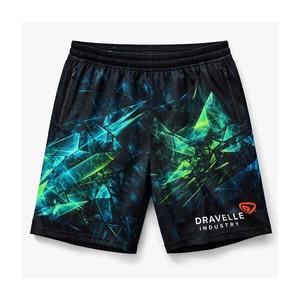 Shorts de gaming unisexe Dravelle Industry personnalisés par sublimation, en maille polyester respirante et séchage rapide, avec fermeture éclair - Product Image 2