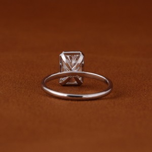 Anillo de Compromiso con Diamante Cultivado en Laboratorio, Corte Radiante, Engastado en Bisel, para Mujer, Oro Blanco de 14K/18K, Anillo de Boda Solitario - Product Image 4