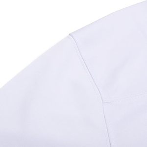 White Short Sleeve T-<b>Shirt</b> With Pink Stripes On Sleeves Polyester Material Lightweight Sports Wear - Product Image 5