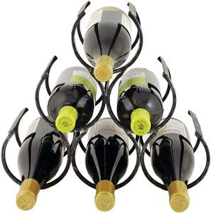 Porte-bouteilles de vin moderne en métal Bold Blossom, design géométrique, capacité 3L, pour comptoir ou table, petit rangement à vin - Product Image 4