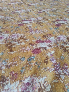 <b>Floral</b> Bird Print Bohemian King Modern All-Season Printed Denim Patchwork Handmade Cotton Kantha Home Use Quilt <b>Bedspread</b> - Product Image 5