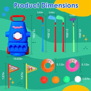 Ensemble de golf d'intérieur/extérieur pour tout-petits avec 4 balles, 4 clubs, 2 trous, 2 drapeaux, chariot de golf portable, jouet de golf pour jeunes joueurs - Product Image 6