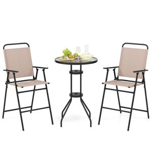 Ensemble bistrot d'extérieur 3 pièces avec 2 chaises pliantes pour usage en jardin - Product Image 4