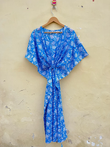 Bata Kimono con Estampado de Dibujos Animados para Mujer, 100% Algodón, Camisón de Verano Hecho a Mano, Cuello en V, Cintura Elástica, Largo hasta la Rodilla - Product Image 3