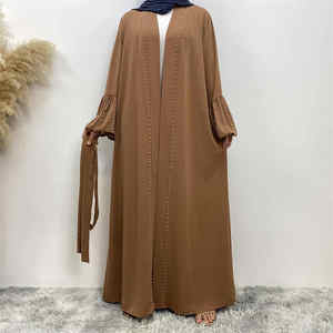 Abayas con Cuentas de Color Sólido Personalizadas para Mujer, Ropa Musulmana Tradicional, Moda Elegante y Modesta para Ramadán, Eid y Oración - Product Image 5