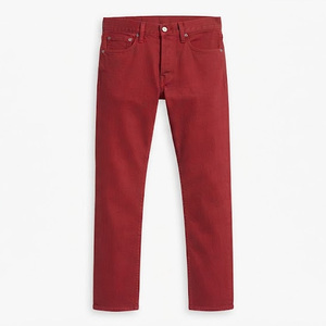 Pantalones Vaqueros Rojos de Corte Recto y Ajuste Regular, de Algodón de Peso Medio, Casuales para Hombre, Estilo Invernal, de Secado Rápido, Lavado Medio - Product Image 1