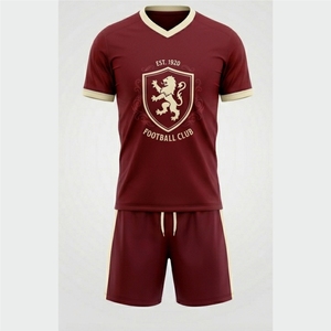 Custom Mighty Eagles Football Club Men's <b>Soccer</b> Jersey Set Maroon Gold Lion Crest Sublimated Breathable Regular Fit All Seasons - Product Image 5