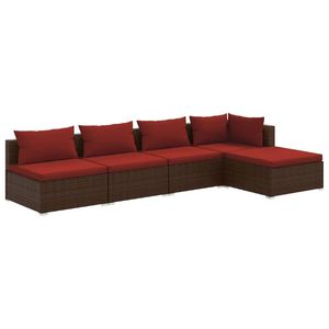 Set Lounge da Giardino in Rattan PE Marrone con Struttura in Acciaio Verniciato a Polvere per Spazi Esterni - Product Image 2