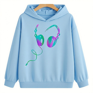 Sudadera Oversize para Mujer con Hombros Caídos, Estampado Gráfico Frontal, Diseño de Auriculares, Tejido de Algodón y Poliéster, Ropa de Otoño - Product Image 3