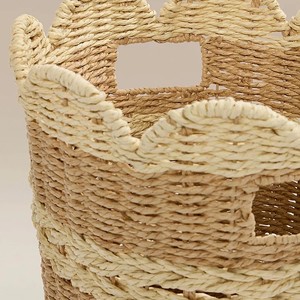 Eco Friendly Handmade Paper Kids <b>Storage</b> <b>Basket</b> Scallop Edge Woven <b>Toy</b> Organizer Handmade Nursery <b>Basket</b> Wholesale Bulk - Product Image 3