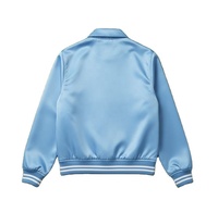 Blouson bomber en satin respirant avec logo personnalisé, col rabattable, blouson bomber varsity en satin pour l'hiver