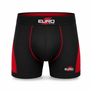Mens Sports <b>Boxer</b> Brief Yoga Leggings Mid Waist Solid Seamless Black Red Contrast Waistband Athletic Underwear - Product Image 1