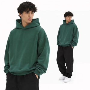 Wholesale Oversized Men's Solid <b>Winter</b> <b>Hoodies</b> Custom Logo OEM Service Heavyweight Blank Pullover Fleece Breathable Streetwear - Product Image 3