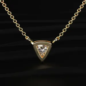Best Design 1CT Trillion Cut Solitaire Diamond <b>Necklace</b> Gold Lab Created Diamond <b>Necklace</b> Pendent with <b>D</b>-E VVS-VS Clarity & IGI. - Product Image 4