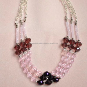 Collier de perles de verre déclaration avec broderie Art chef-d 'œuvre fait à la main pour les grandes célébrations et l'habillage formel - Product Image 1