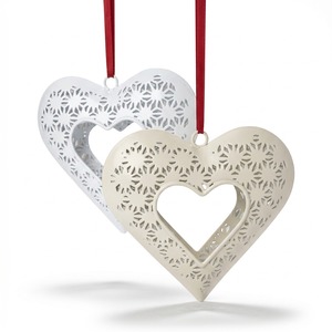Metal Heart Hanging Ornament Set With Elegant Holiday Design For <b>Christmas</b> <b>Tree</b> Decoration Festive Home - Product Image 2