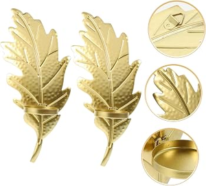 Luxury Gold Leaf Candle Holder Decorative Tabletop Candle Stand for Living Room Wedding and Festive Home Decor - Product Image 6