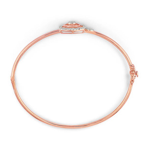 Openwork Spiral Rose Floral Centerpiece Diamond Hinged <b>Bangle</b> <b>Bracelet</b> - Product Image 4